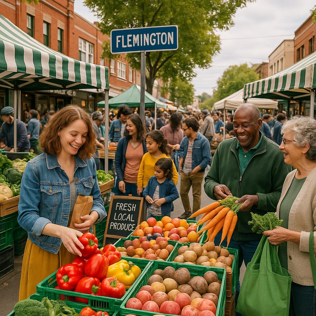 Flemington street market with community members