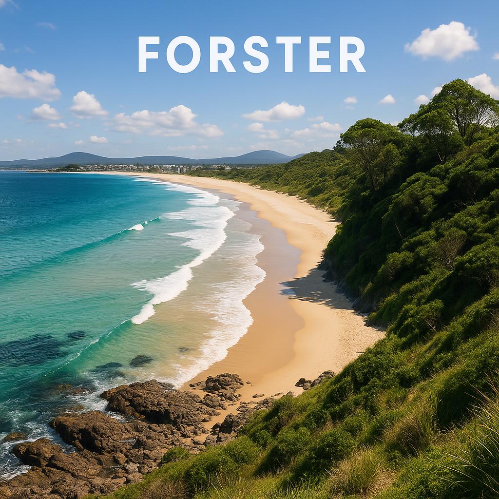 Stunning coastal view of Forster's beach