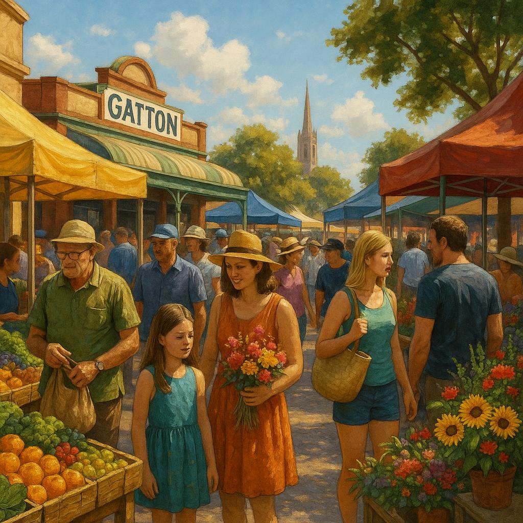 Gatton market scene bustling with shoppers