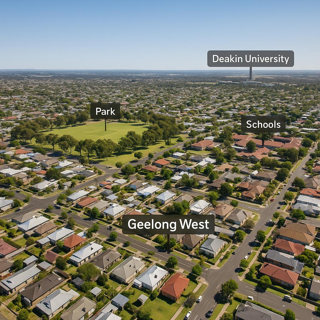 Aerial view of Geelong West illustrating local amenities.