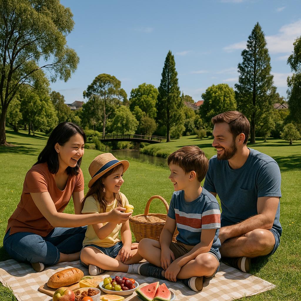 Family picnic in Glen Iris park
