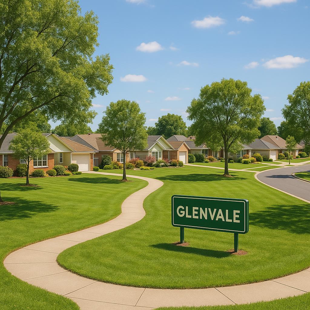 Glenvale community with children playing in parks and houses