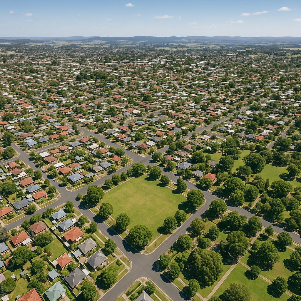 Aerial view of Goulburn showing residential neighborhoods