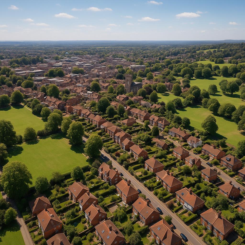 Beautiful aerial view of Guildford suburb