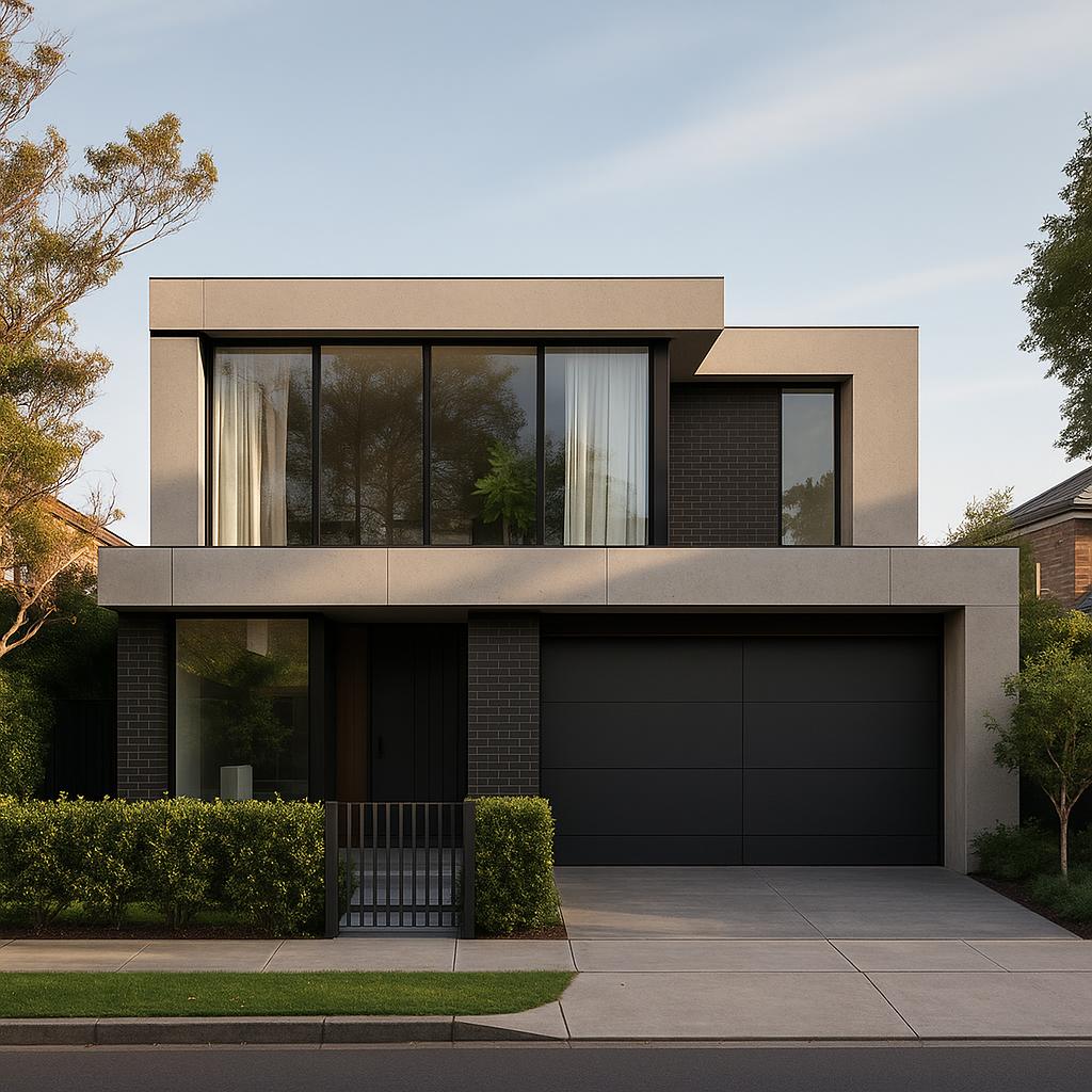 Contemporary home with sleek design in a friendly neighborhood