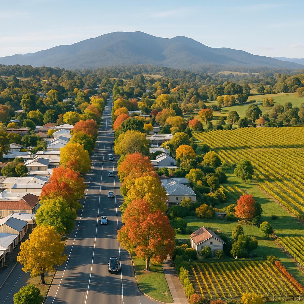Tree-lined streets of Healesville