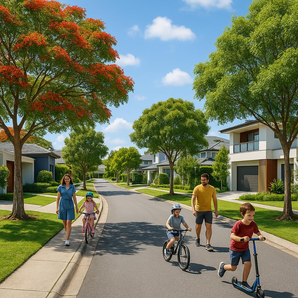 Leafy Helensvale street scene