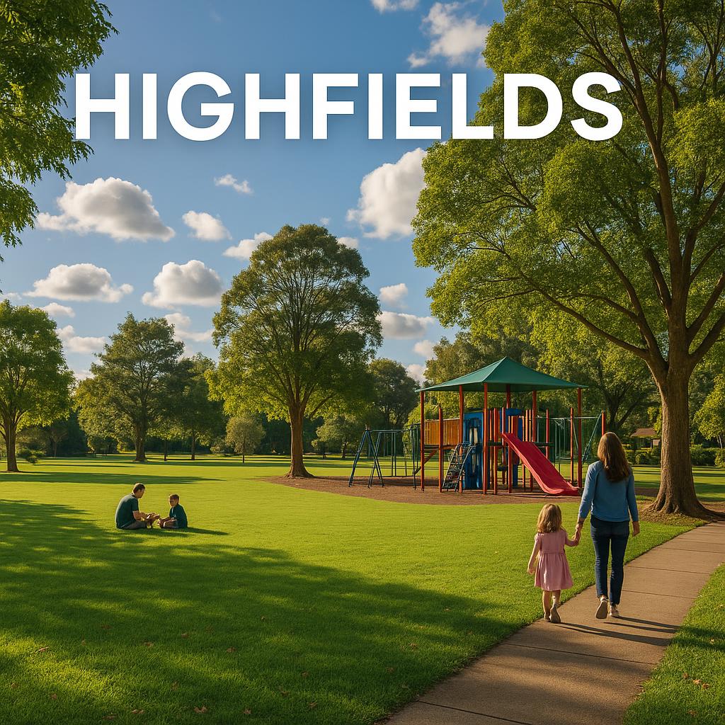 Scenic view of Highfields with family-friendly parks