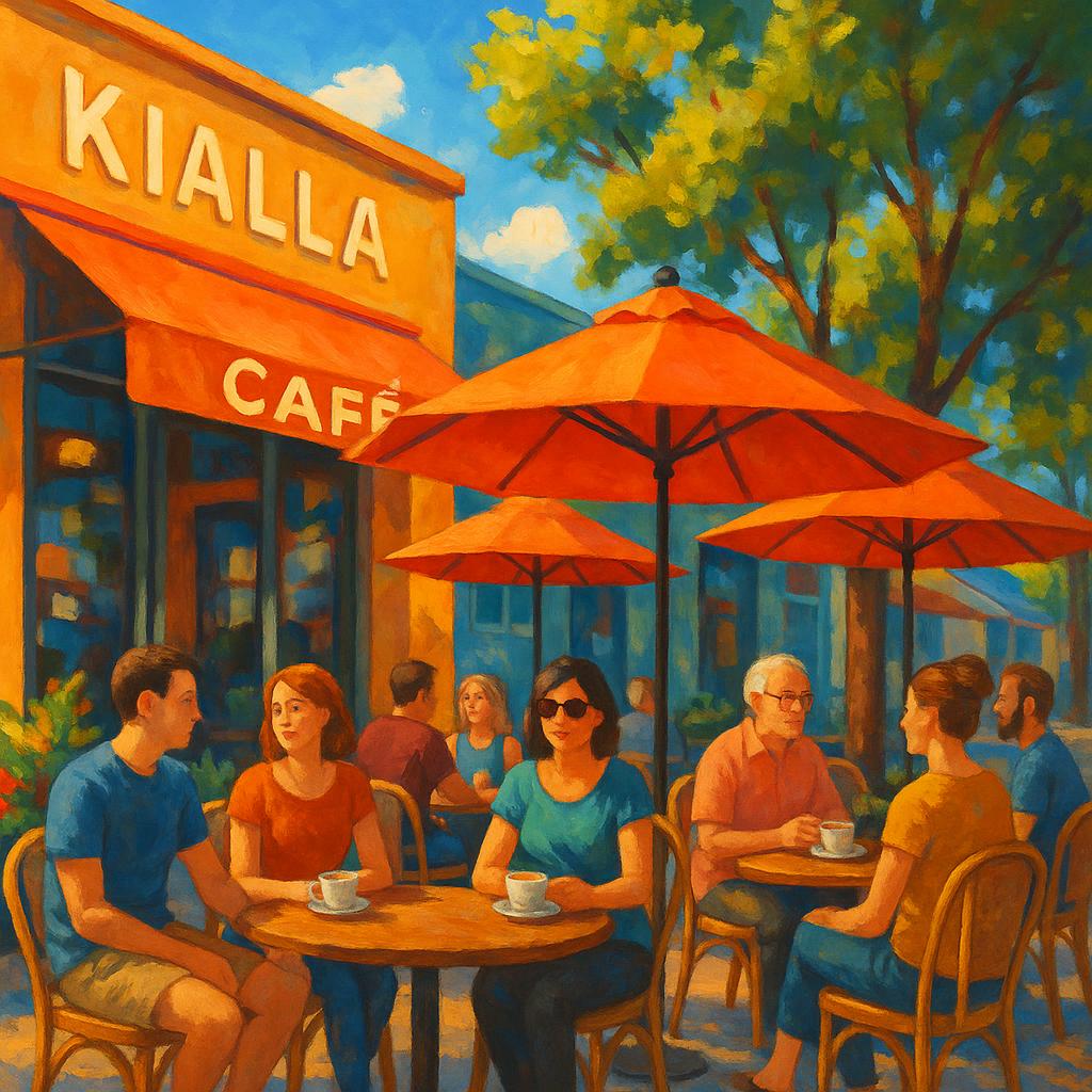 Outdoor café in Kialla with patrons