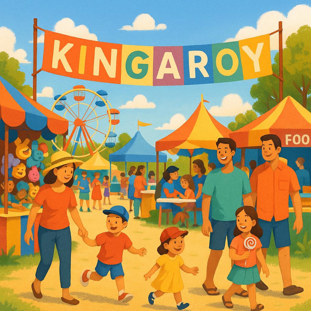 Community festival in Kingaroy with families enjoying local festivities