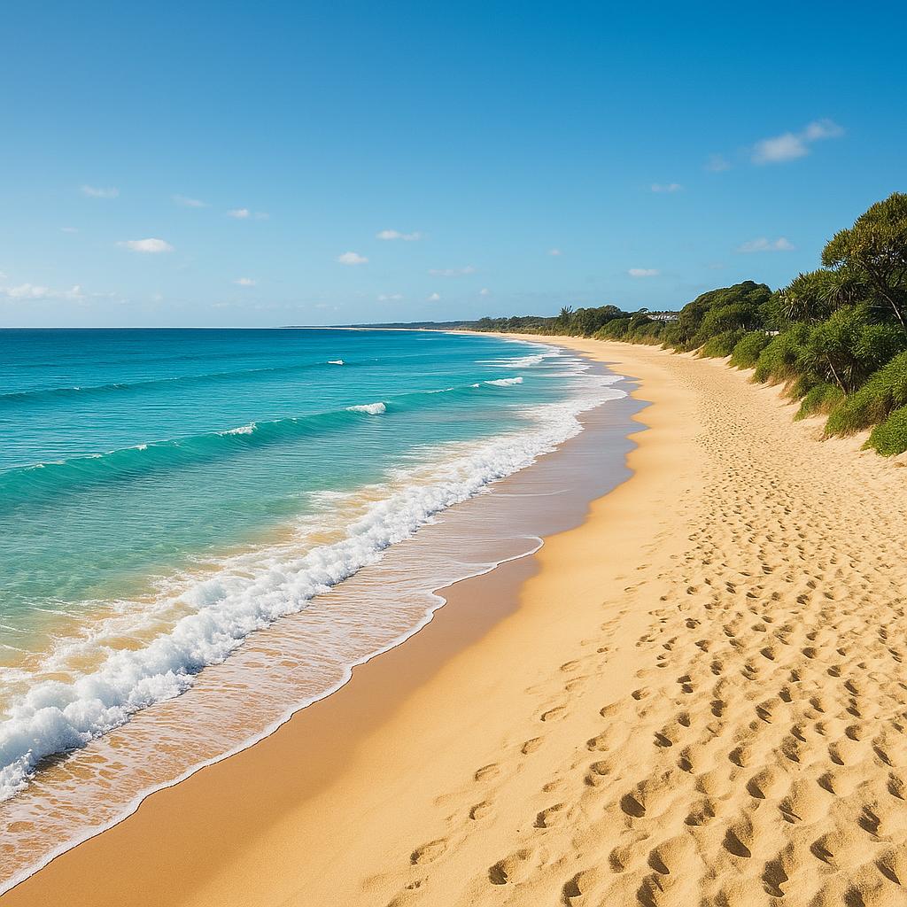 Kingscliff Beach with golden sand and clear waters
