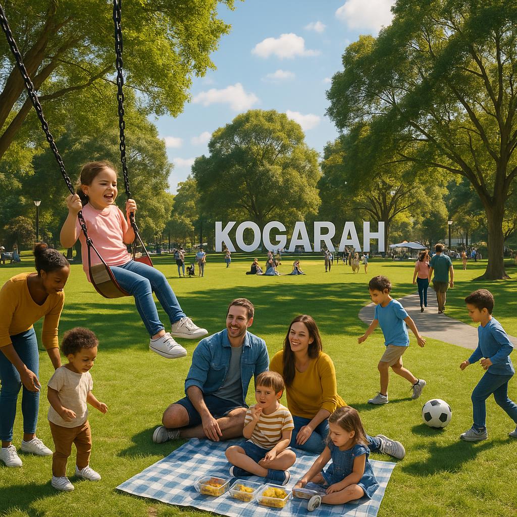 Community park in Kogarah with families.