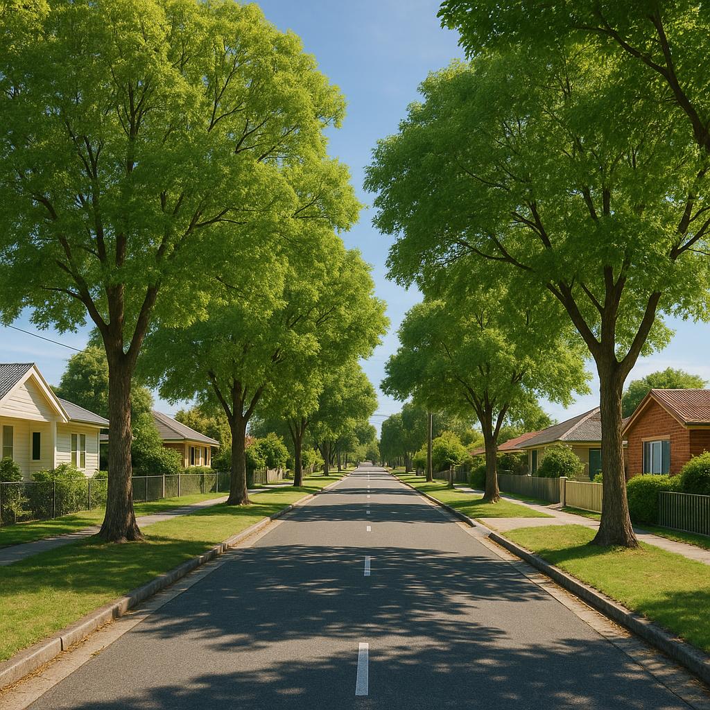 Serene Koo Wee Rup street with green trees