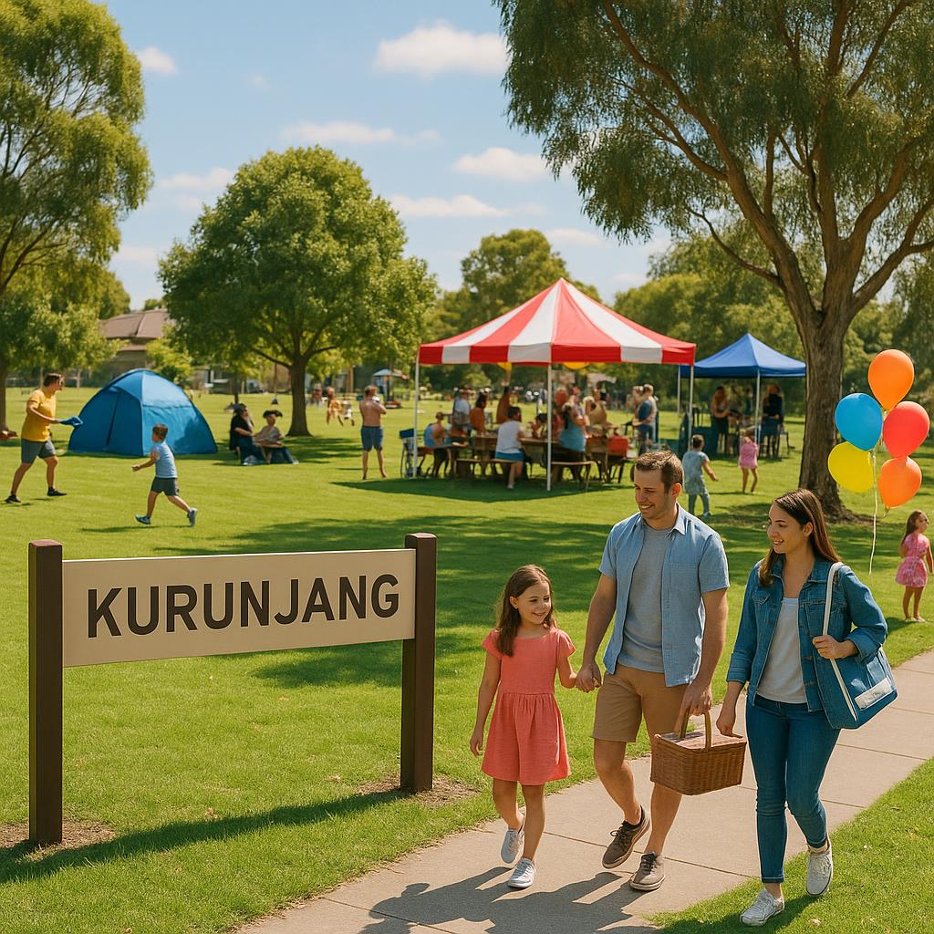 Community park in Kurunjang with families enjoying the day