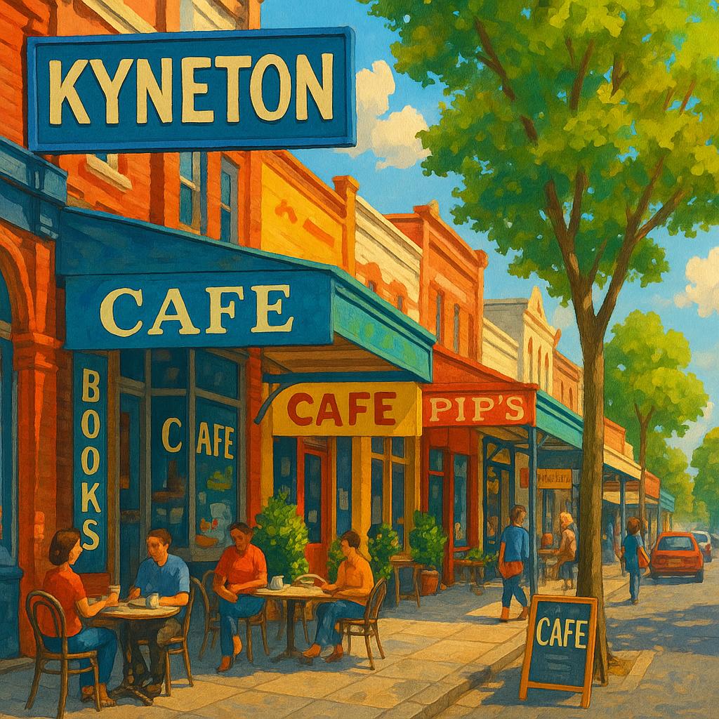 A bustling street in Kyneton with cafes
