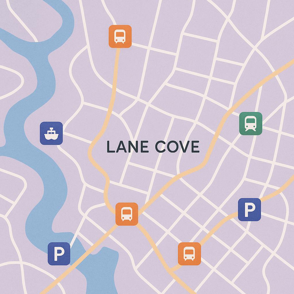 Lane Cove street with transport options