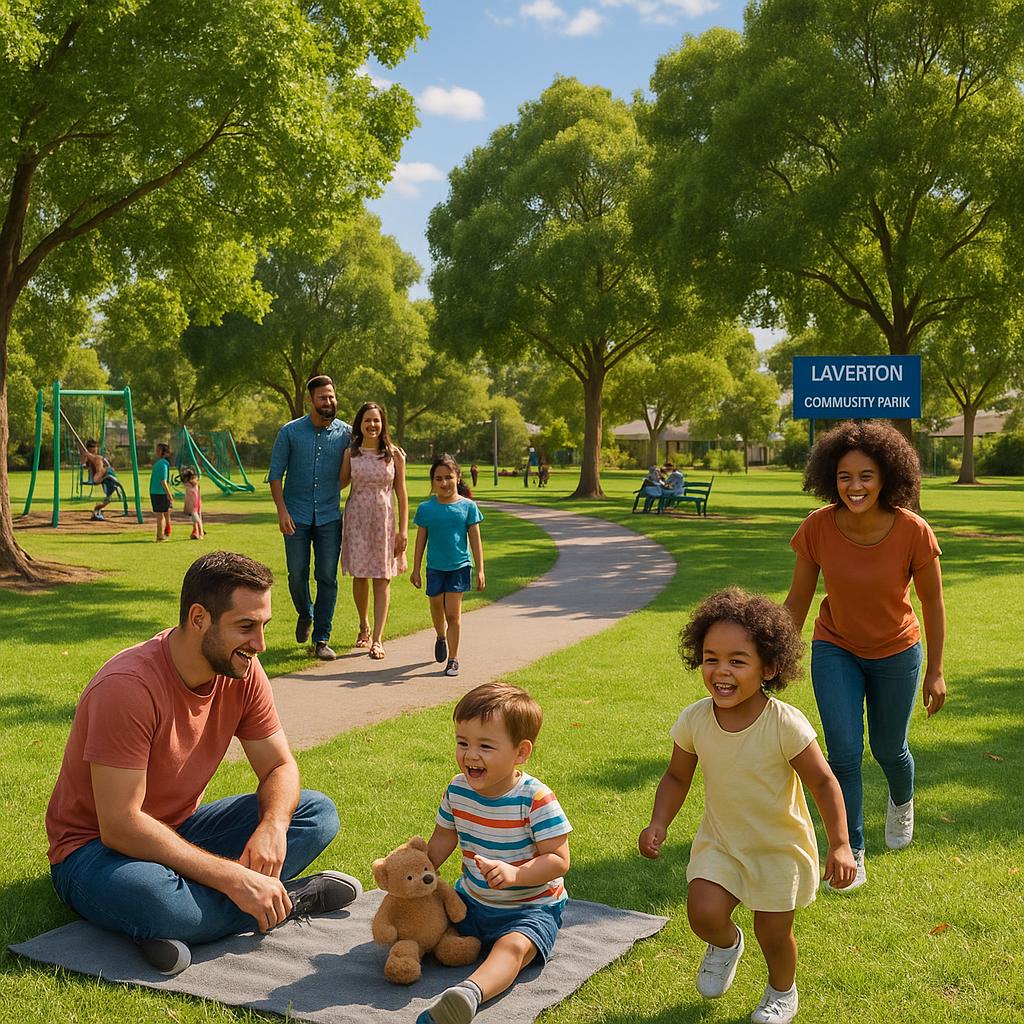 Families enjoying Laverton park