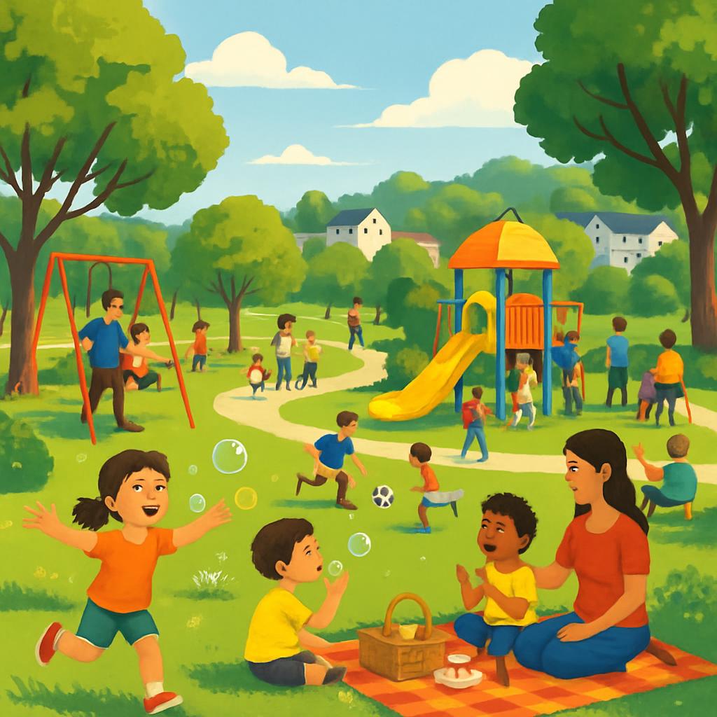 Lavington community park with families
