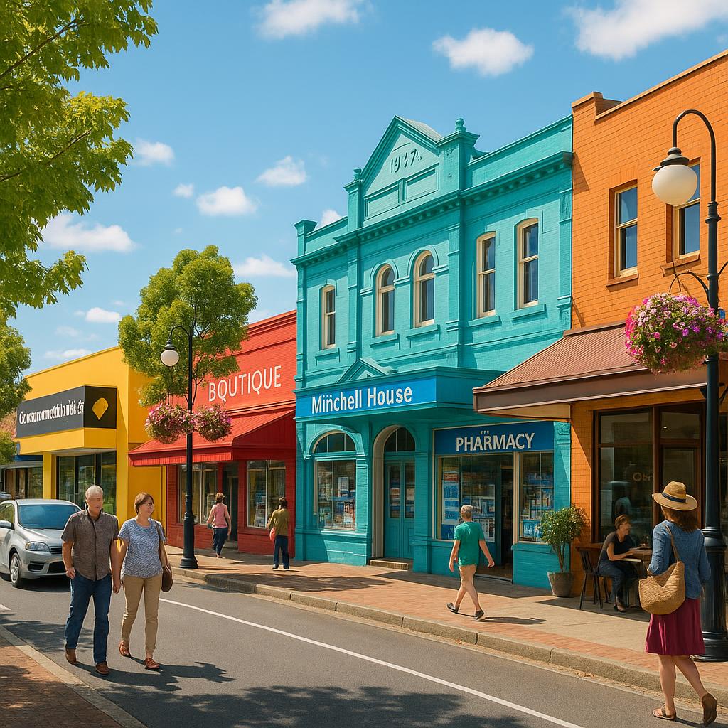 Village shopping strip in Leongatha