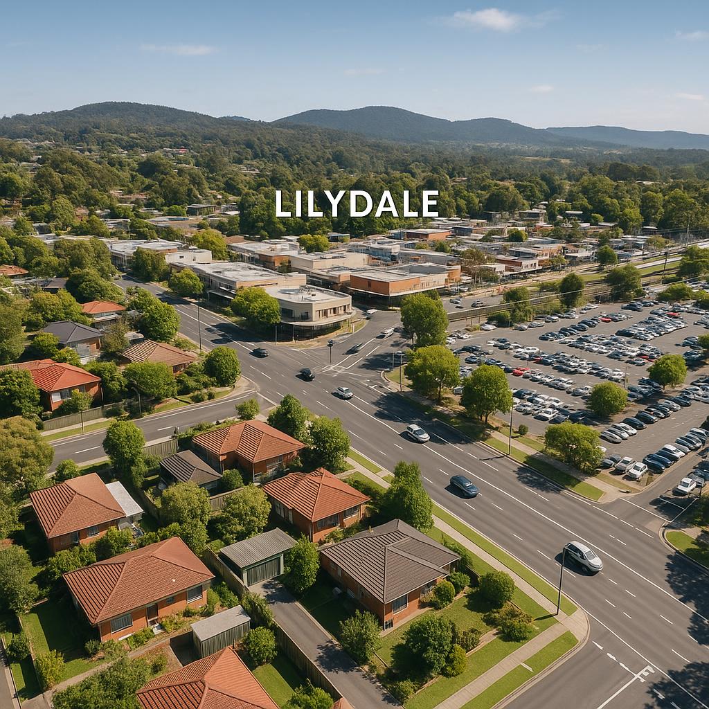 Lilydale suburb landscape with parks and houses
