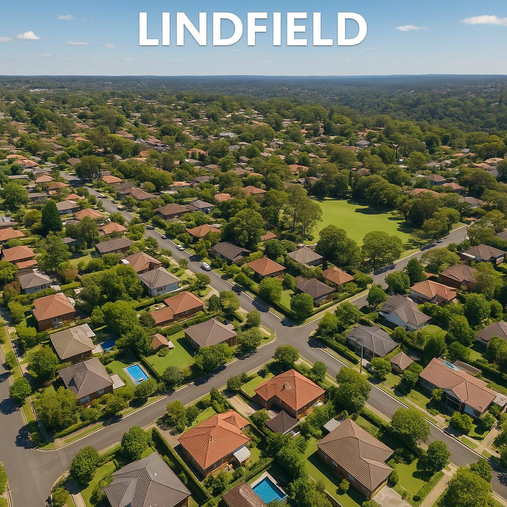 Aerial view of Lindfield suburb with green areas.