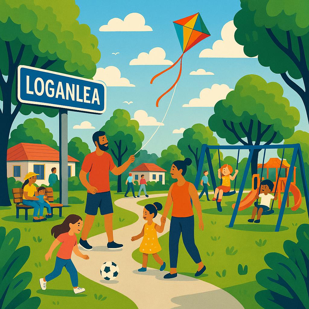 Community park in Loganlea with families enjoying outdoor activities