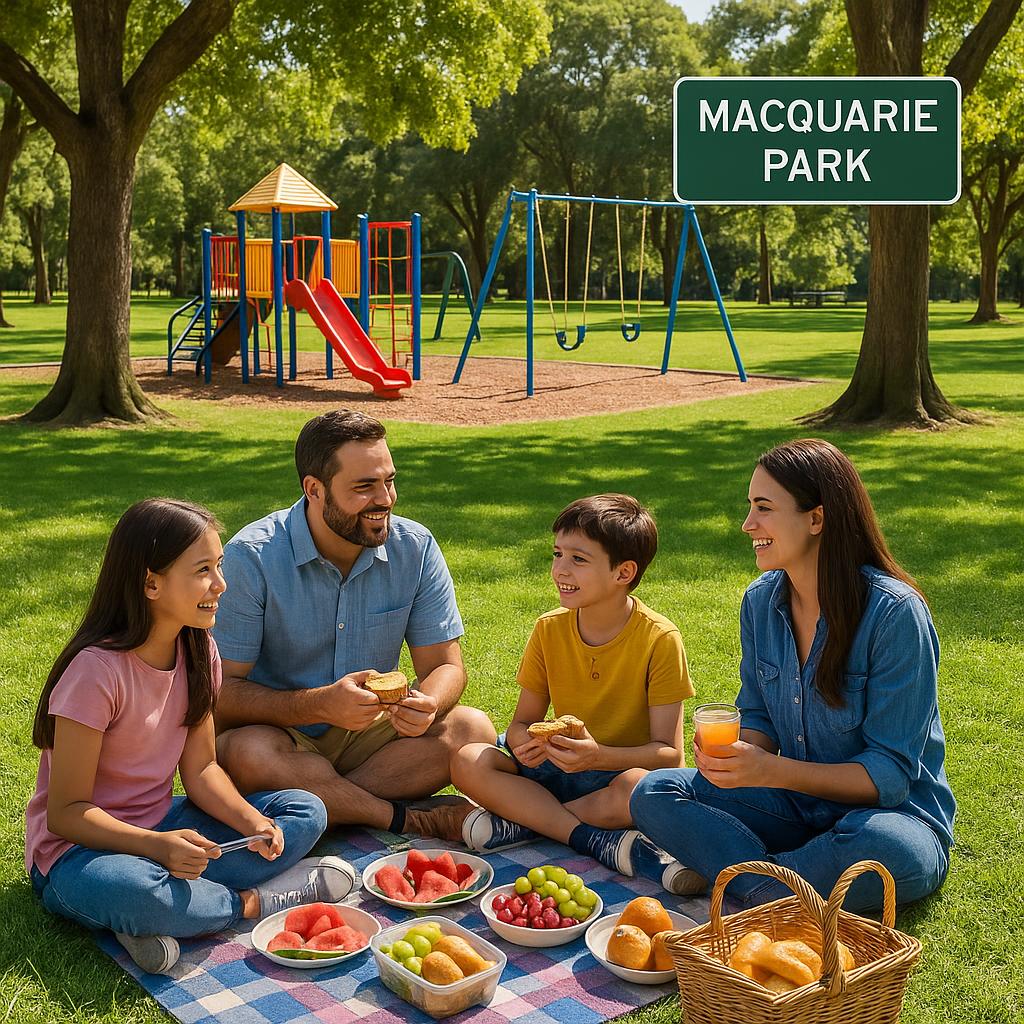 Family enjoying picnic in Macquarie Park