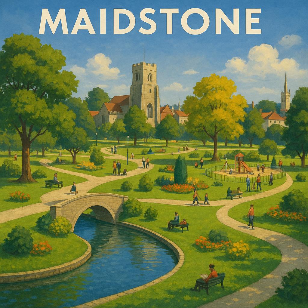 Scenic view of Maidstone with parks