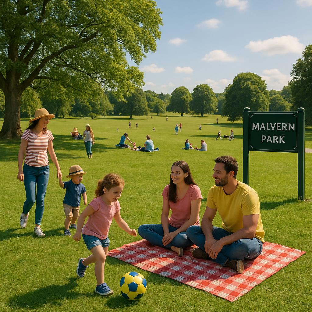 Families enjoying leisure time in Malvern parks