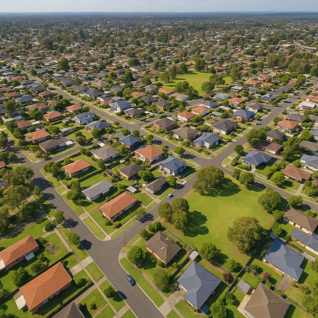 Aerial view of Marayong showcasing housing and green space