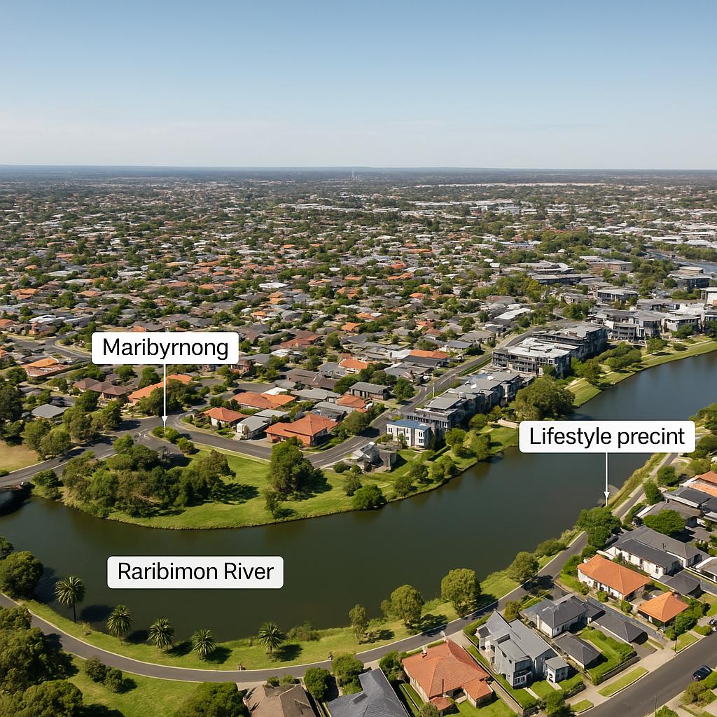 Aerial view of Maribyrnong's vibrant lifestyle precincts