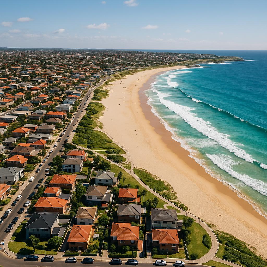 Aerial view of Maroubra showcasing beach and homes