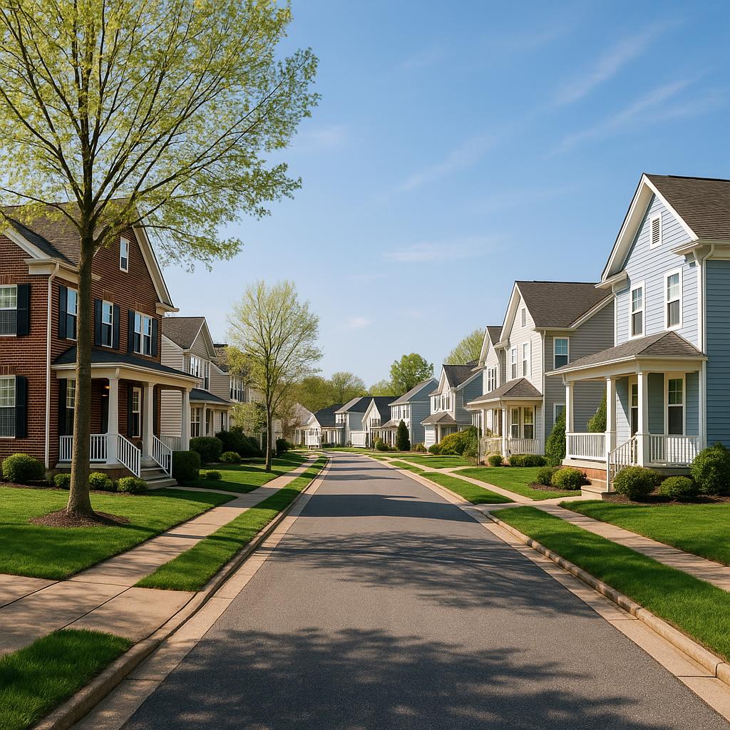 Family homes on a quiet street in Maryland