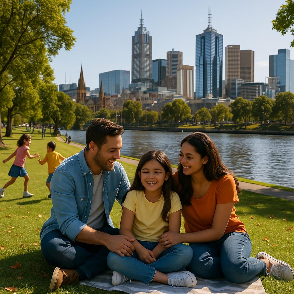 Family waterfront park in Melbourne