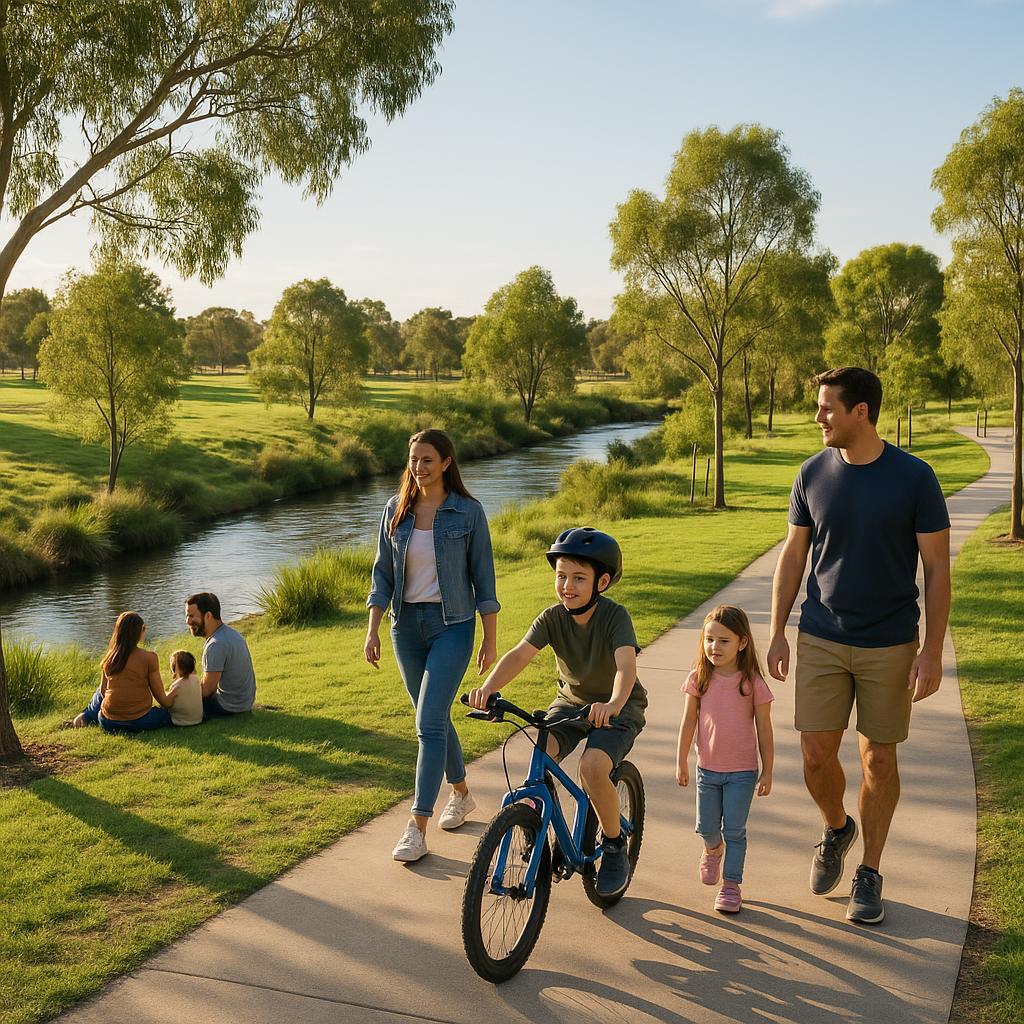 Families enjoying a park in Mernda