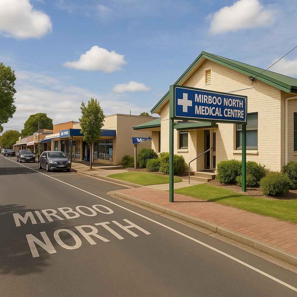 Mirboo North street view showcasing community and medical services