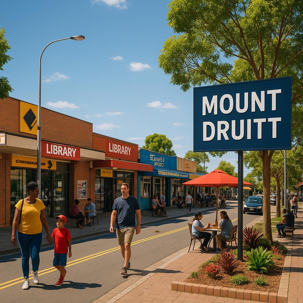 Street view of Mount Druitt with amenities