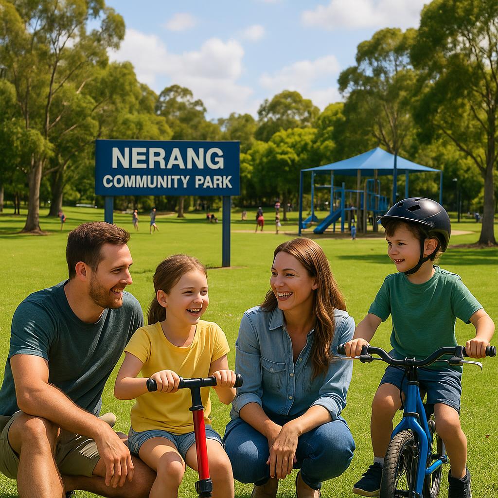 Family playing in a park in Nerang