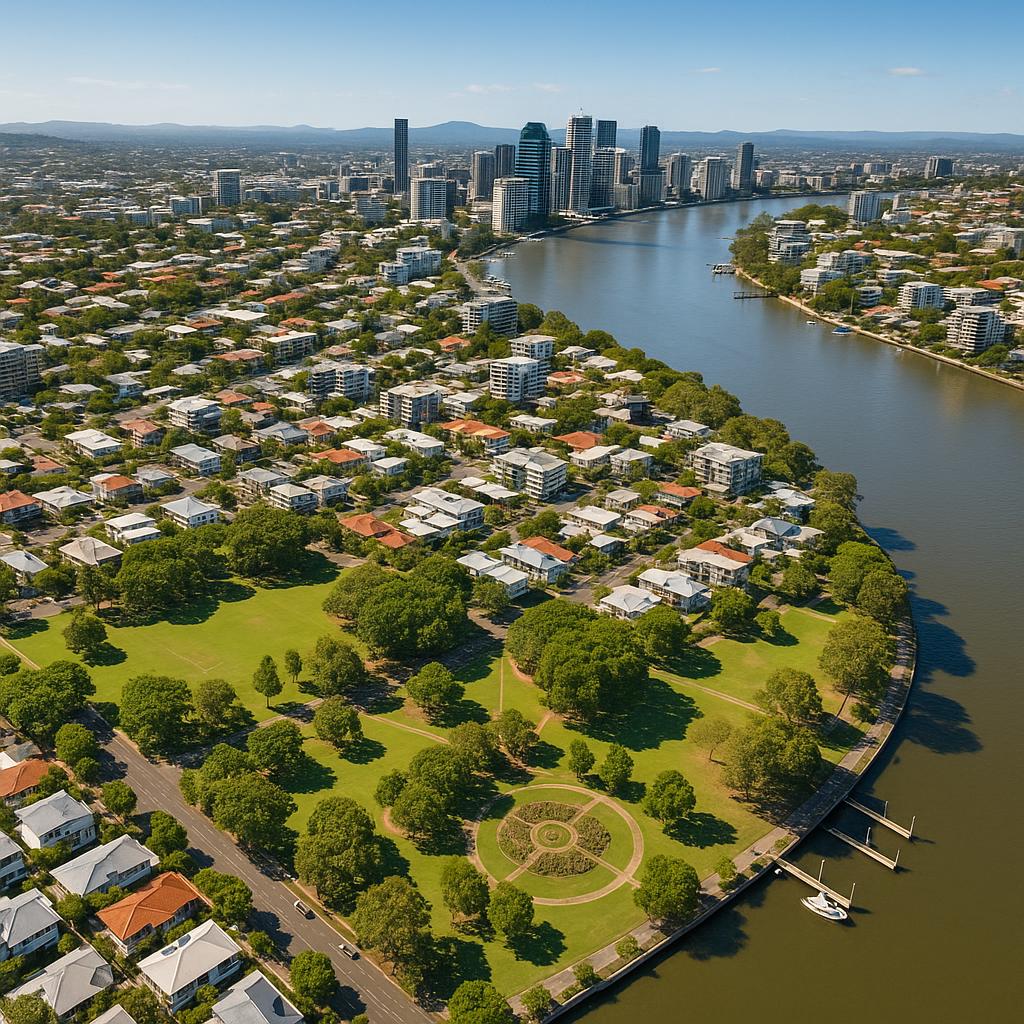 Aerial view of New Farm in Brisbane