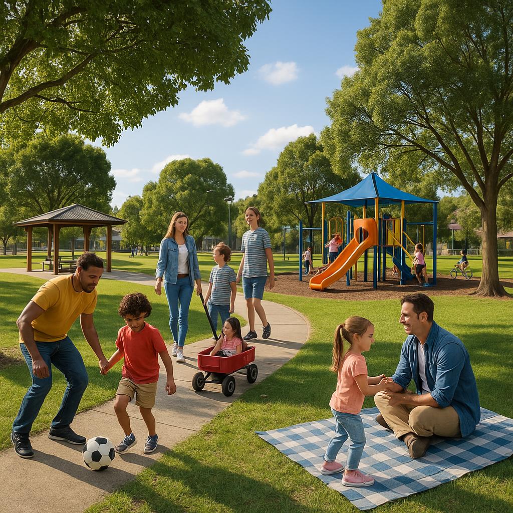 Families enjoying a community park in Noble Park North