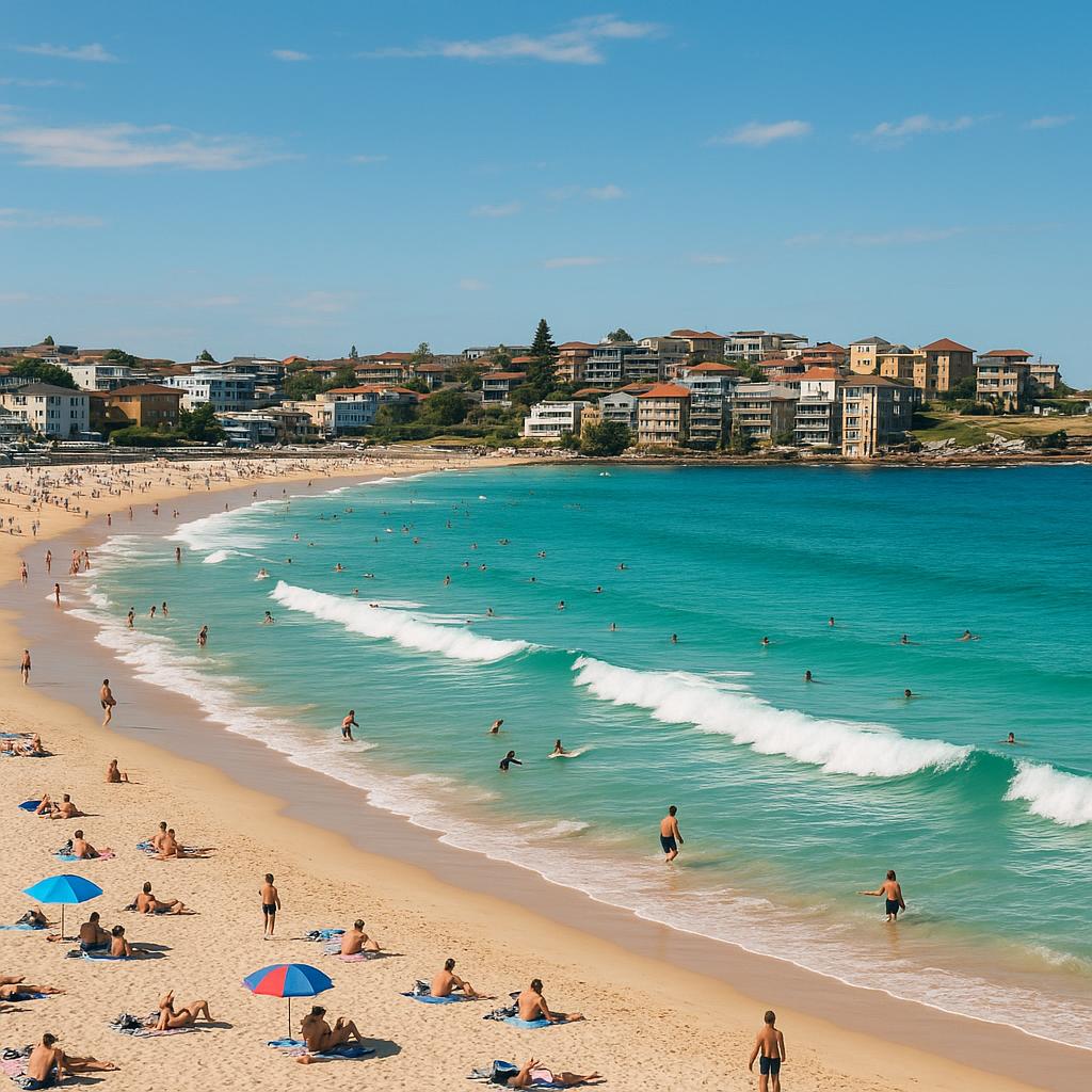 North Bondi beach view with clear skies