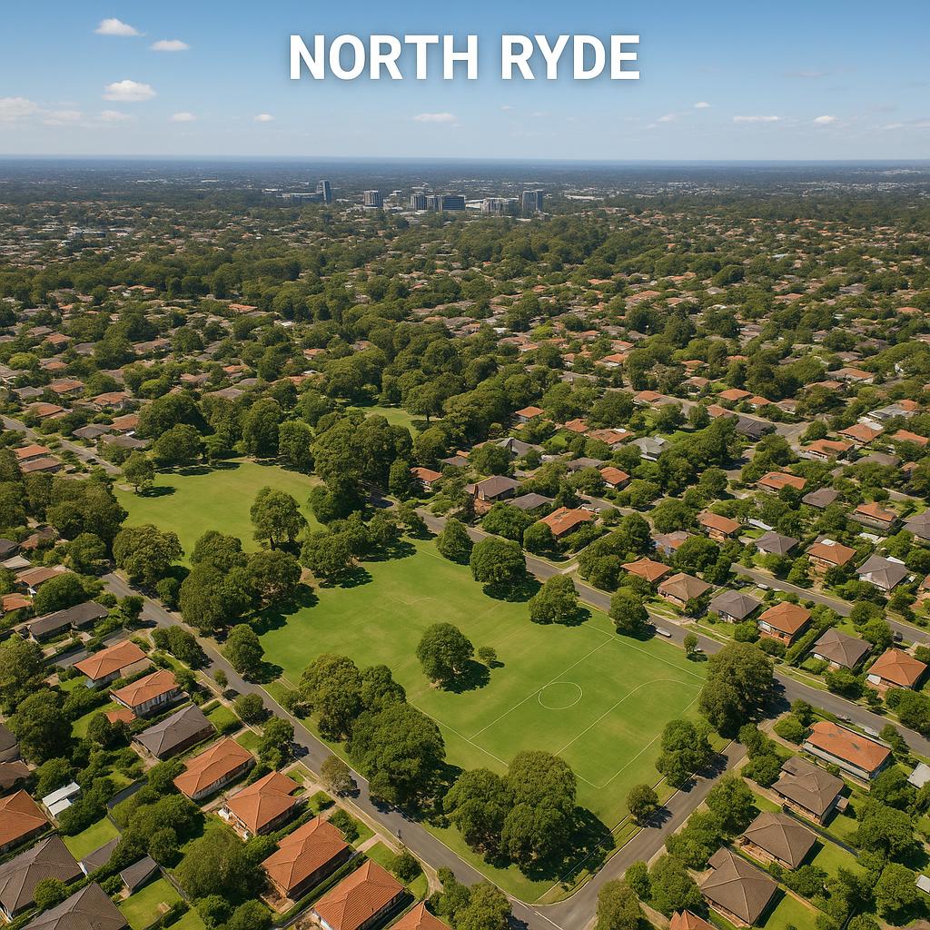 Aerial view of North Ryde showcasing parks