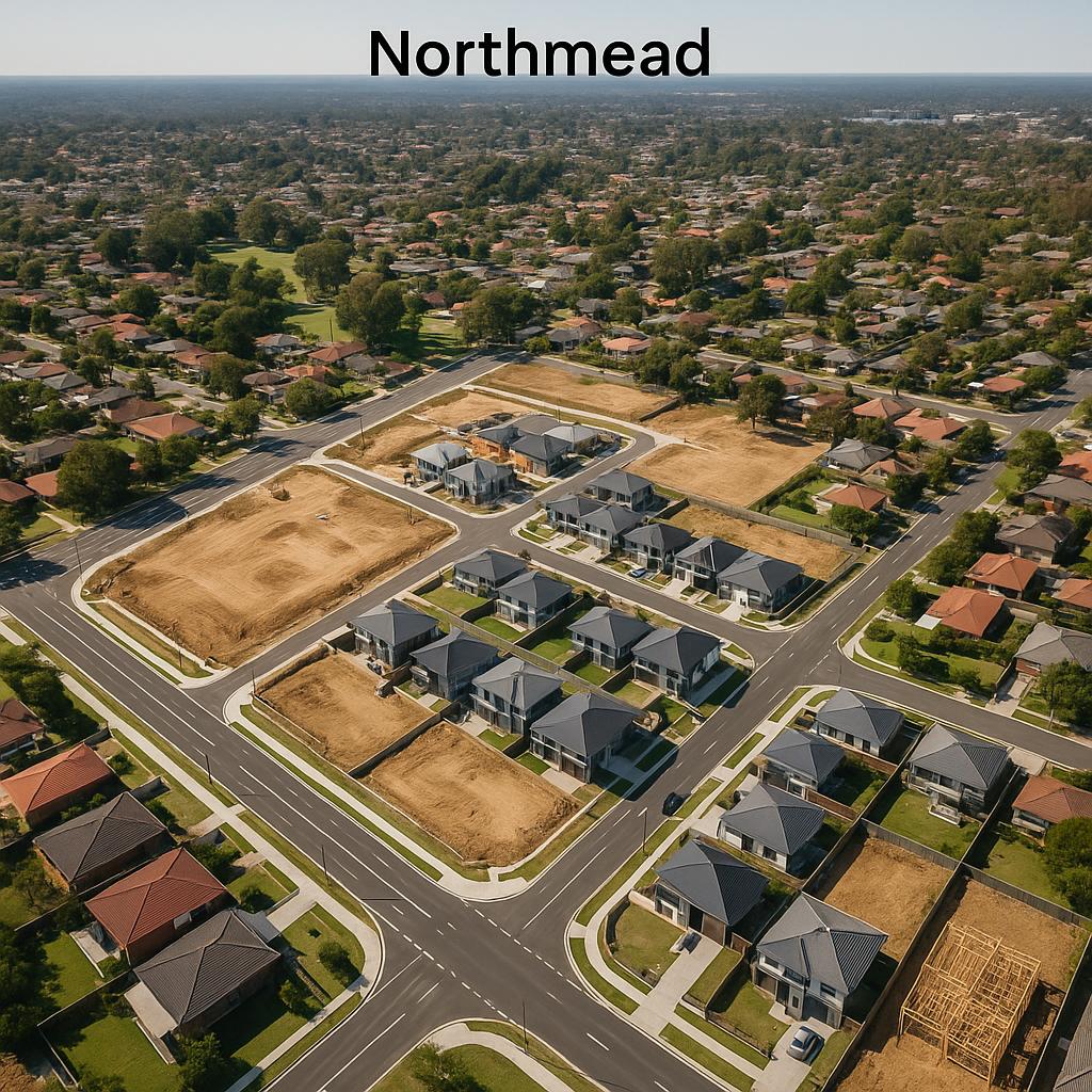 Aerial view of Northmead with new developments