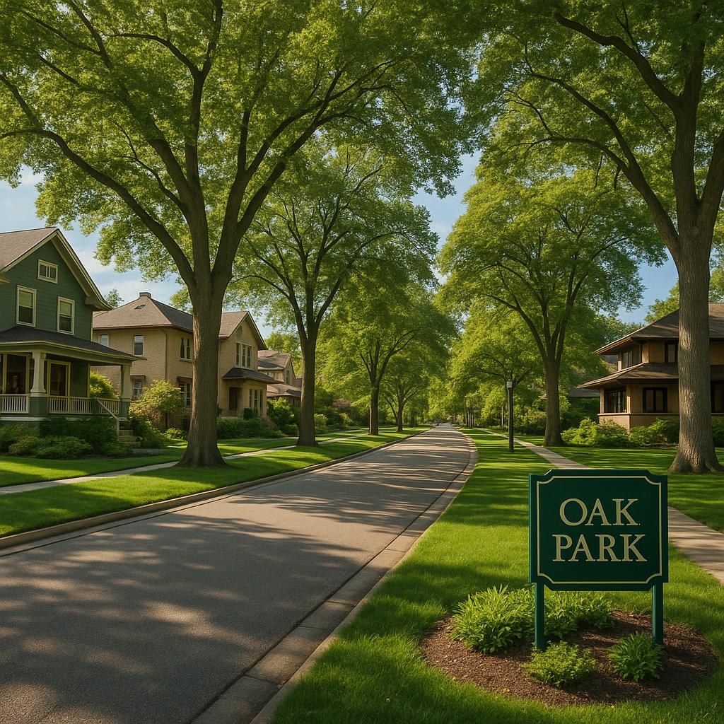 Beautiful residential street in Oak Park