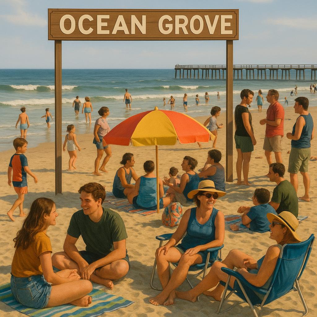 Community beach activity in Ocean Grove