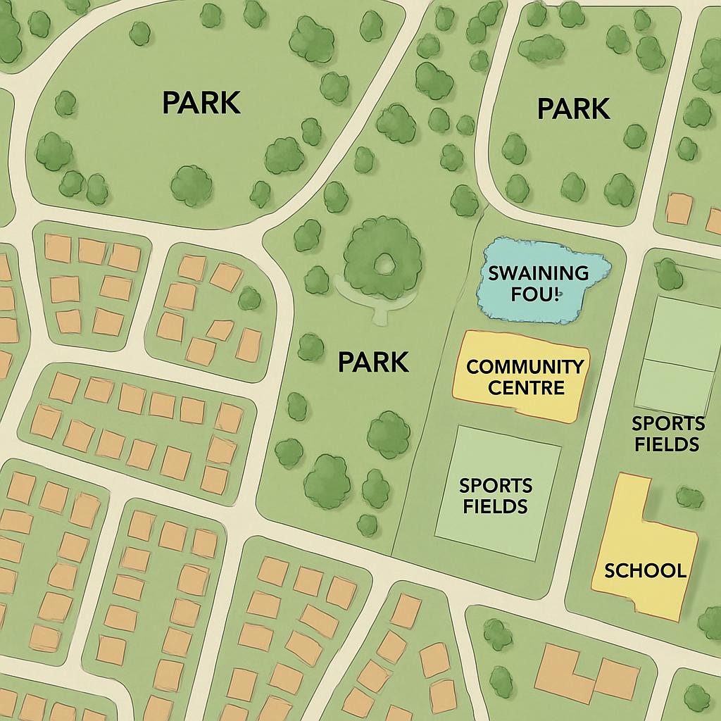 Aerial view of Officer showcasing parks and facilities