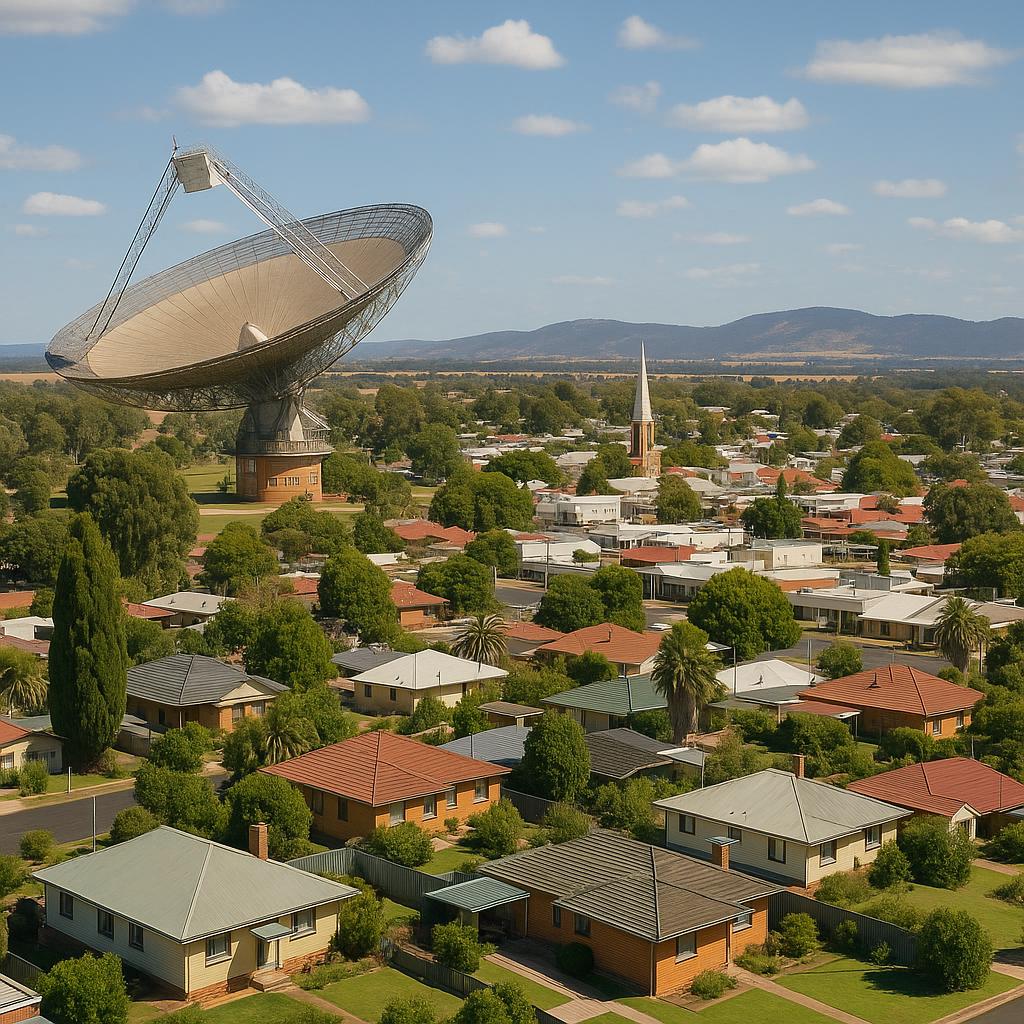 Skyline of Parkes with the Telescope