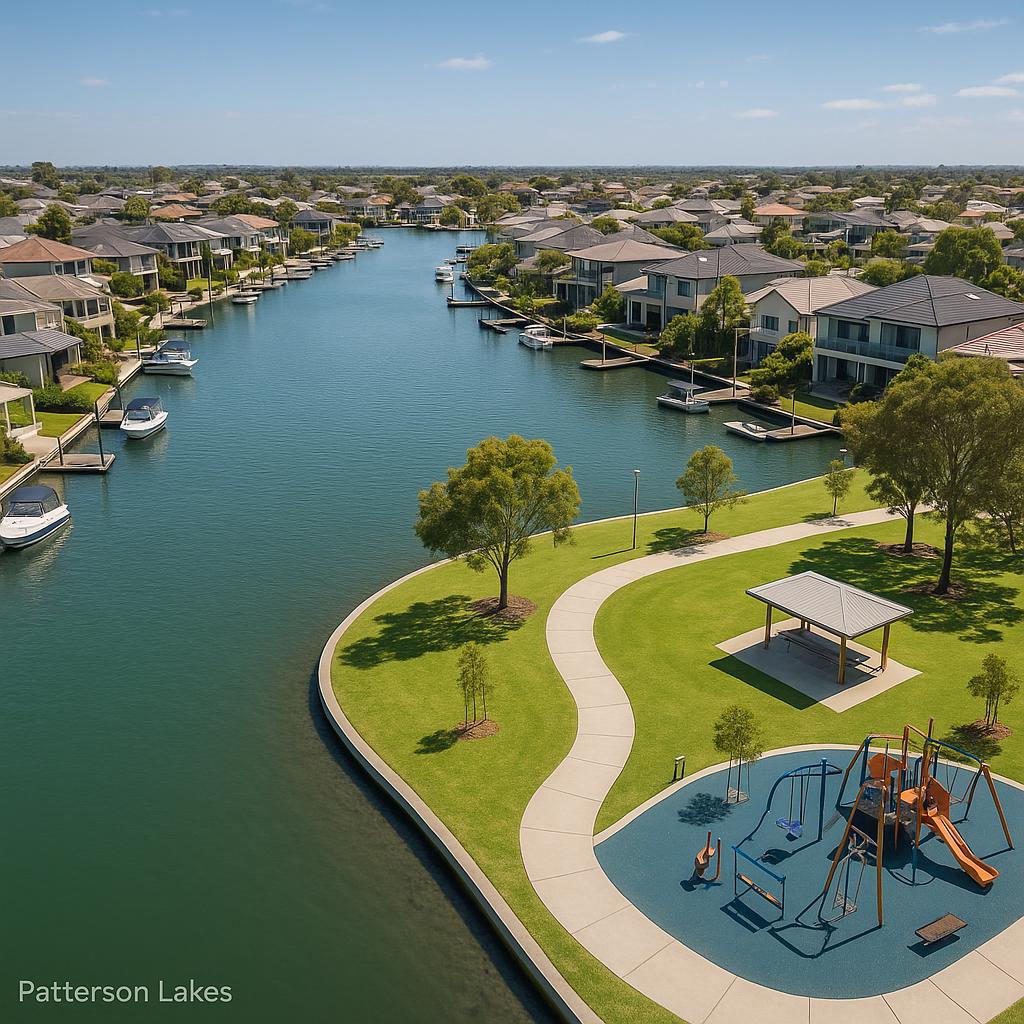 Vibrant Patterson Lakes waterfront showcasing parks and local amenities