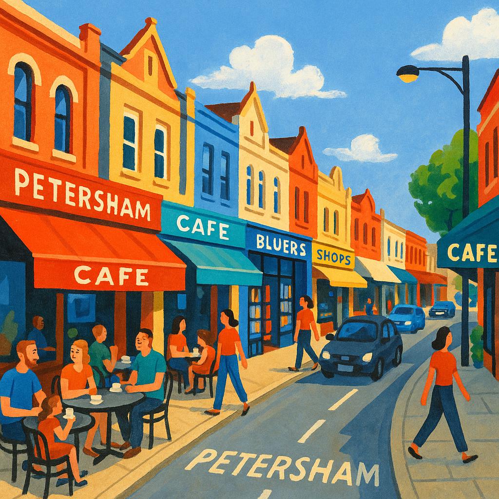 Cafes and shops along Petersham street