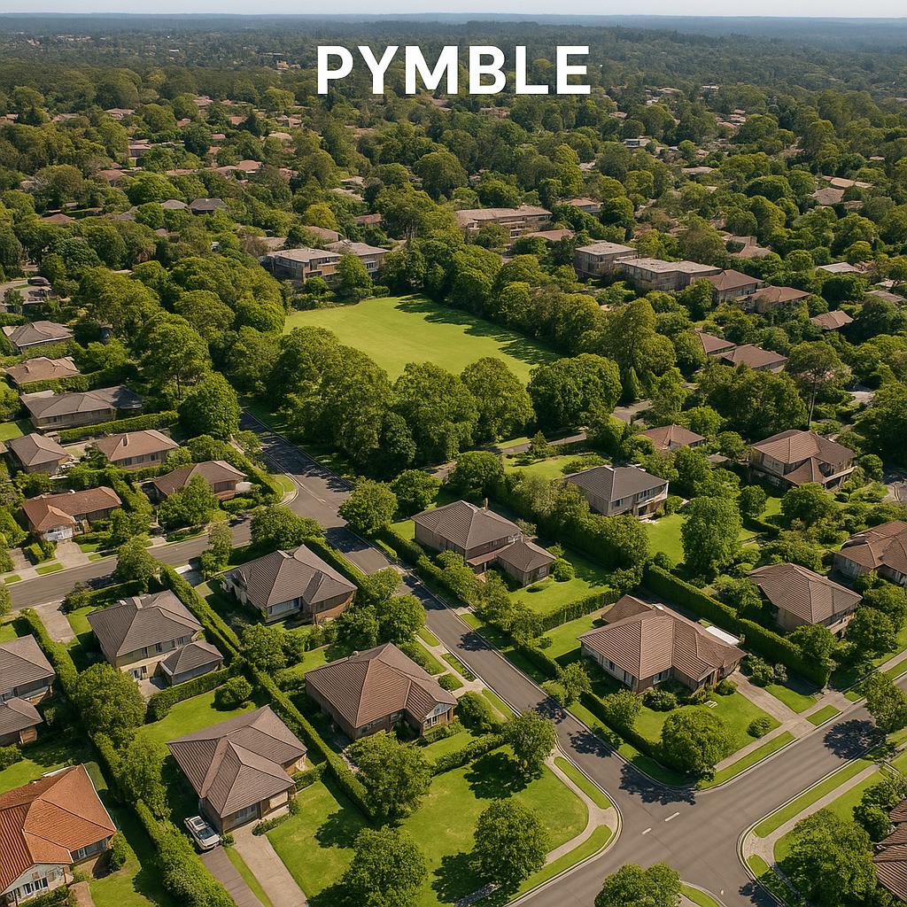 Aerial view of Pymble's suburban landscape
